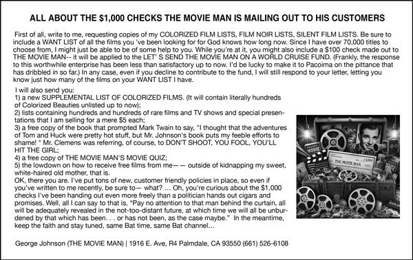 The Movie Man DVD catalog ad in Films of the Golden Age magazine, Issue #121, Summer 2025